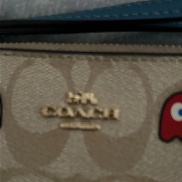 Coach Tan Wristlet with Colorful Pac-Man Motif - Picture 2 of 5